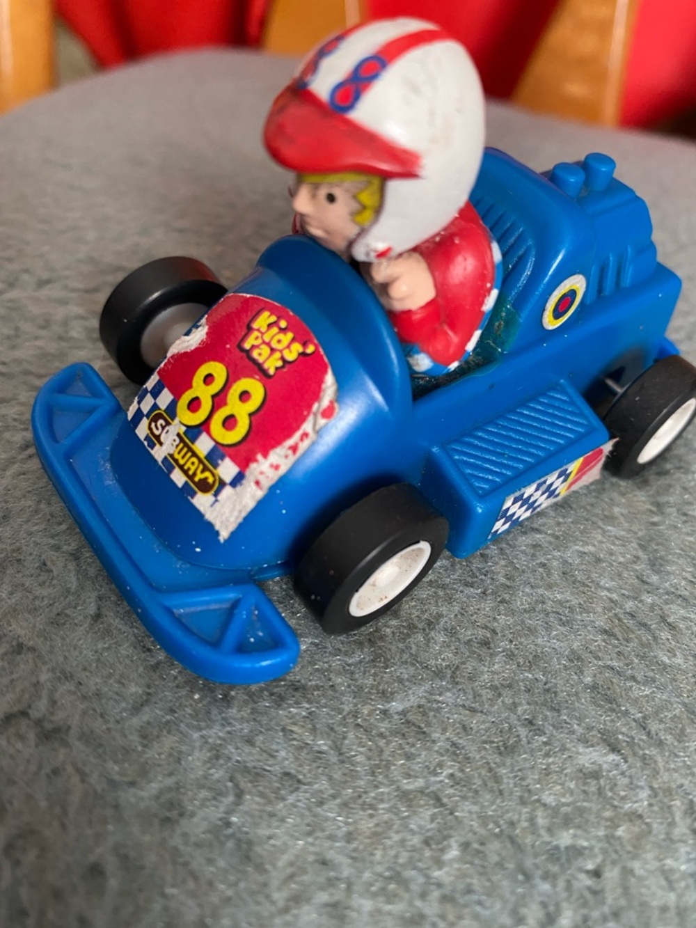 Vintage 1997 Blue #88 Pull Back & Go Race Car Subway Toy